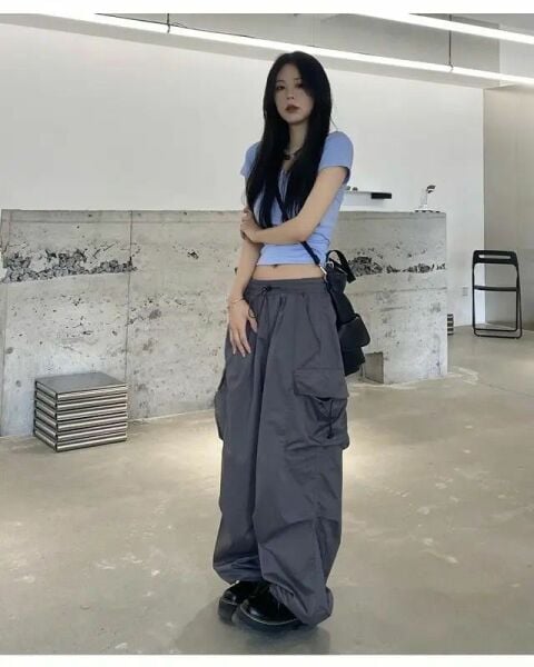 Füme (Kargo Cepli) Aşırı Bol Kalıp Tactical Baggy