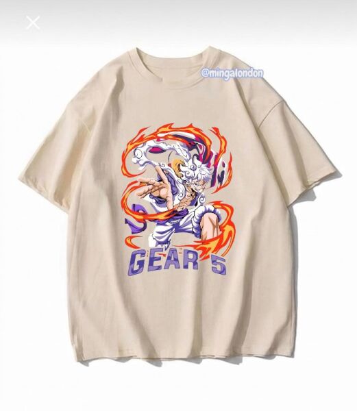 Gear 5 Baskılı Bej T-Shirt