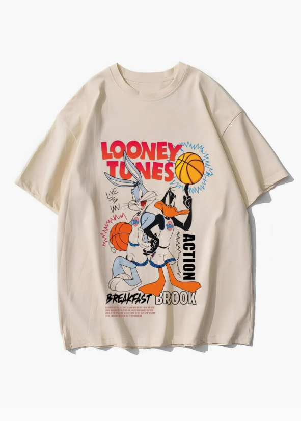 Bej Oversize Looney Tunes Bugs Bunny New Season Tshirt