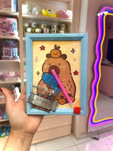 Mavi Capybara Temalı Çerçeveli Taşlama Seti