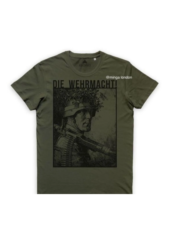 DİE WEHRMACHT! Haki Rengi Ön Baskılı Oversize T-shirt