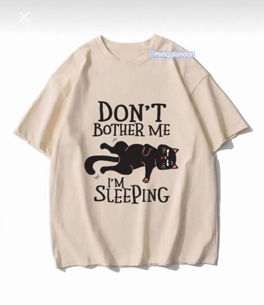 Don't Bother Me I'm Sleepıng Baskılı Bej T-Shirt