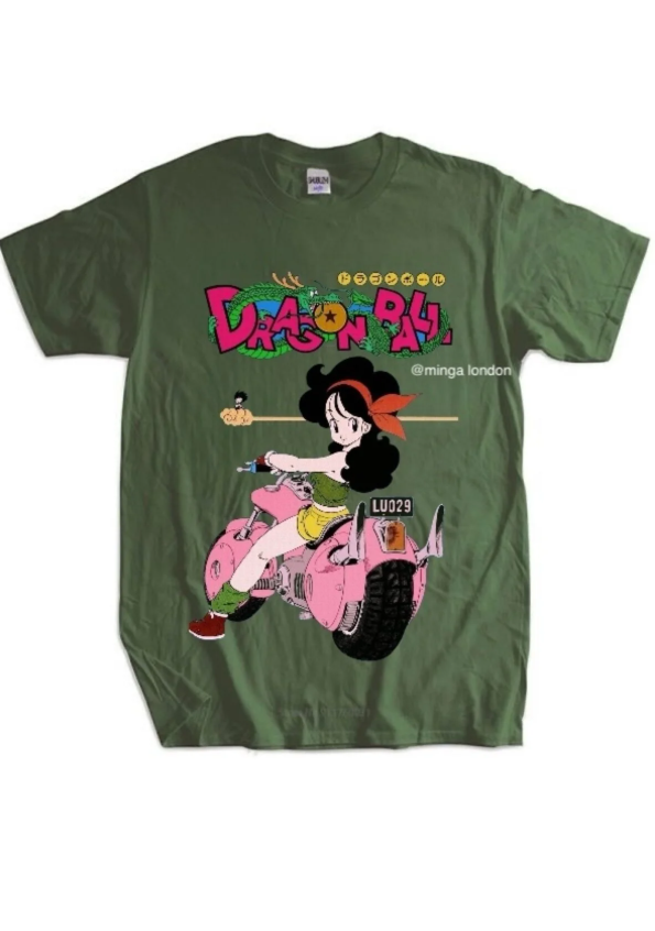 Dragon Ball Character Videl Haki Rengi Baskılı Oversize T-shirt