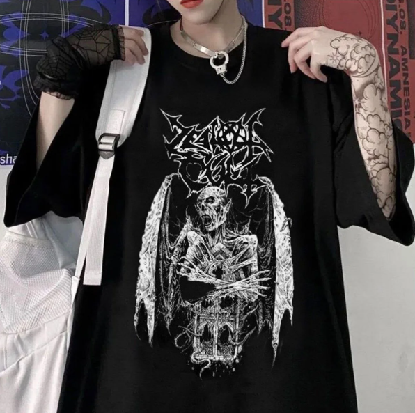 Gothic Devil Unisex Siyah Oversize T-Shirt