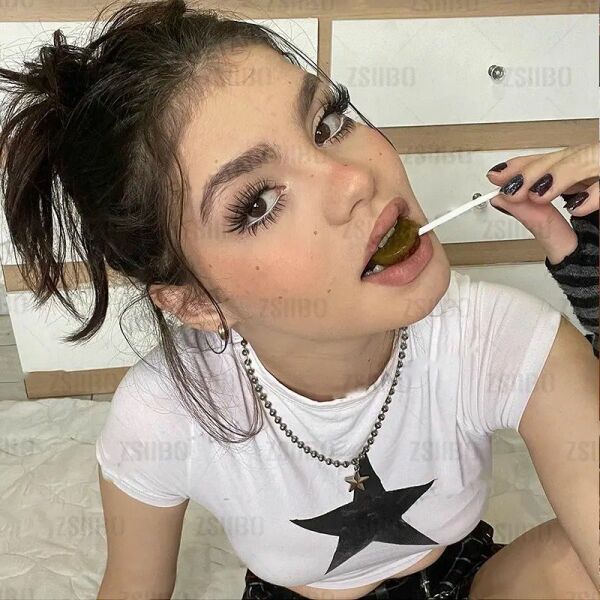 Y2k Star Girl Beyaz Crop