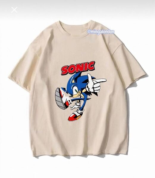 Sonıc Baskılı Bej T-Shirt