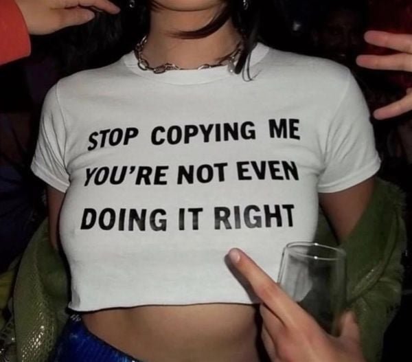Stop Copying Me Baskılı Crop