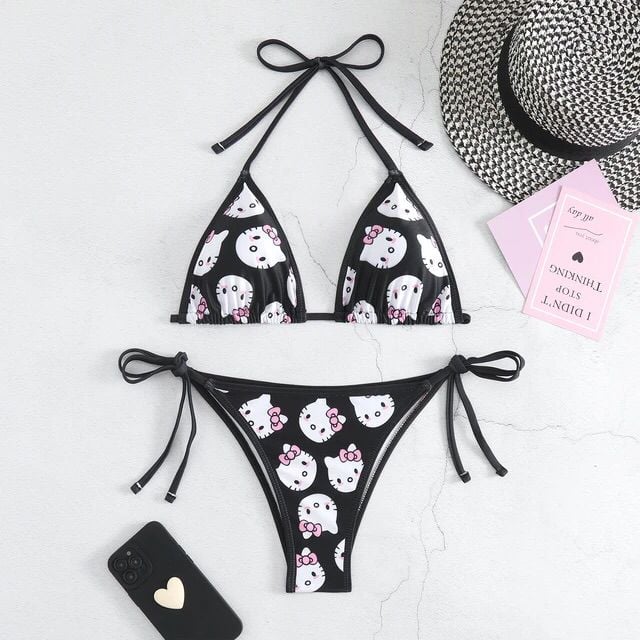 Siyah Hello Kitty Collage Bikini Takımı L