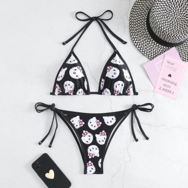 Siyah Hello Kitty Collage Bikini Takımı L