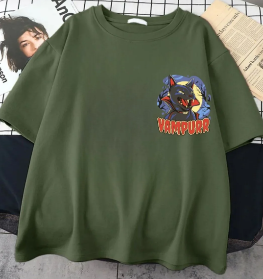 Haki Return of Wampur Ön Arka Baskılı Oversize T-shirt