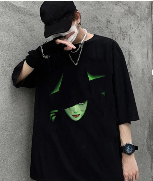 Halloween Noble Witch Baskılı Siyah Unisex Oversize T-shirt