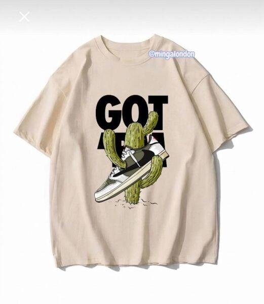 Got Kaktüs Baskılı Bej T-Shirt