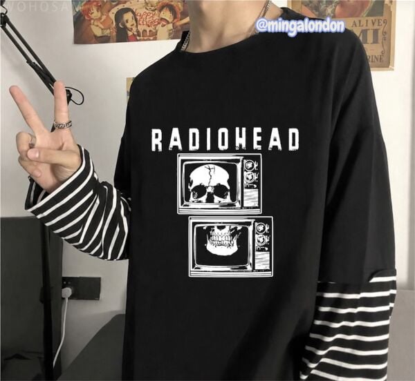 Fake Kollu Radıohead Baskılı Oversize T-Shirt