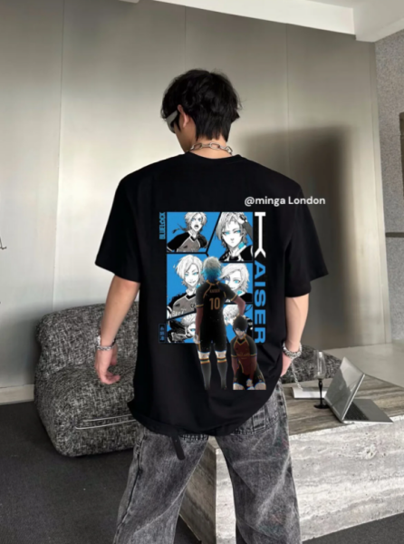 Siyah Blue Lock Michael Kaiser Sırt Baskılı Oversize T-shirt