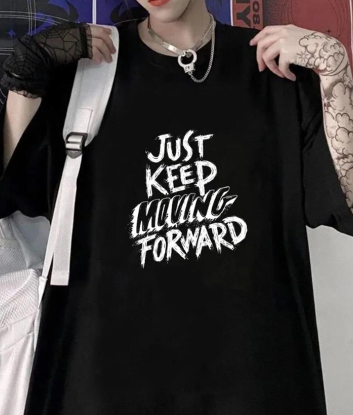 Just Keep Siyah Unisex Oversize T-shirt