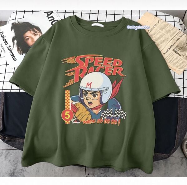 Speed Racer Baskılı Haki T-Shirt