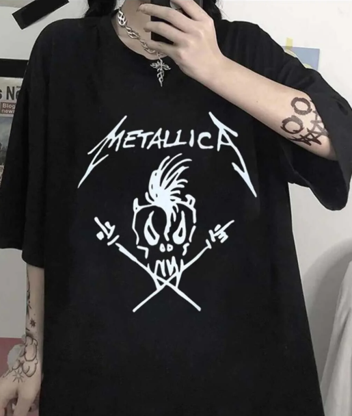 Metallica Skull Siyah Unisex Oversize T-shirt