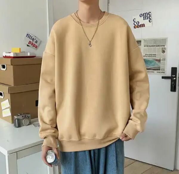Bej 3 İplik Şardonlu Basic Sweatshirt