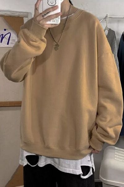 Bej 3 İplik Şardonlu Basic Sweatshirt
