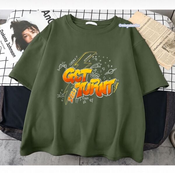 Get Turnt Baskılı Haki T-Shirt