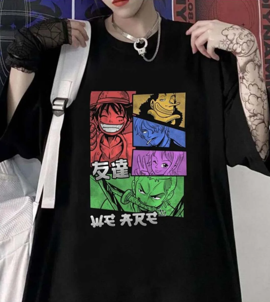 One Piece Siyah Unisex Oversize T-shirt