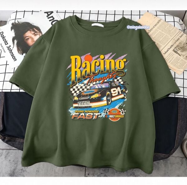 Racing Thoughts Baskılı Haki T-Shirt