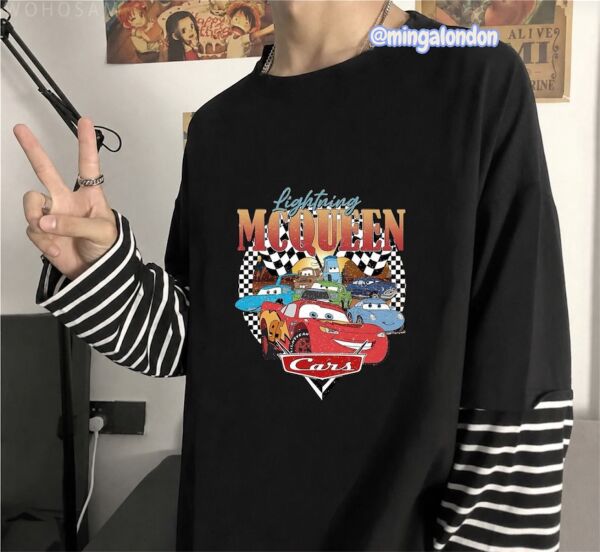 Fake Kollu McQueen Baskılı Oversize T-Shirt