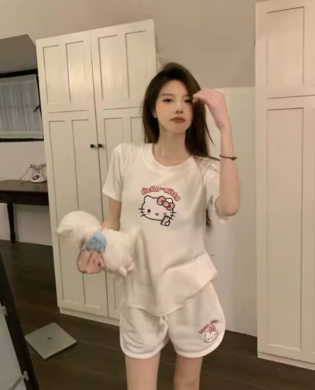 Beyaz Hello Kitty Pijama Takımı