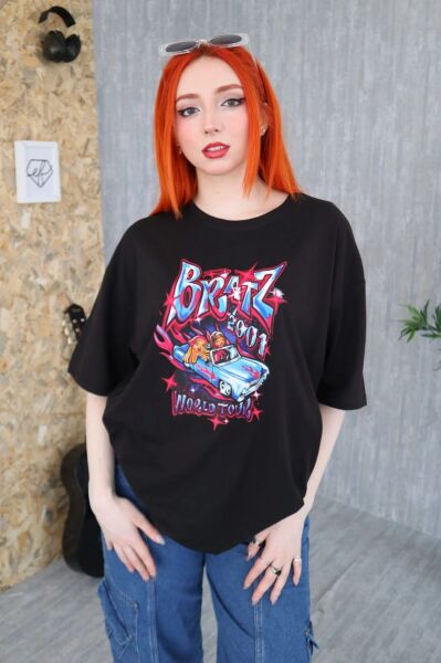 Siyah Unisex Bratz 2001 World Tour Tişört S
