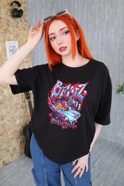 Siyah Unisex Bratz 2001 World Tour Tişört S