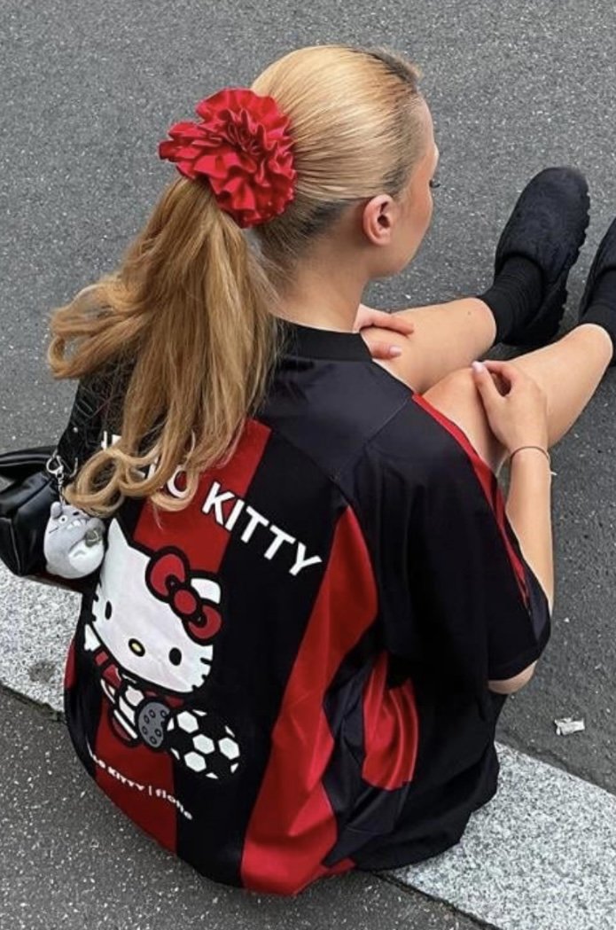 Kırmızı Siyah Jersey Hello Kitty&Flotte T-Shirt