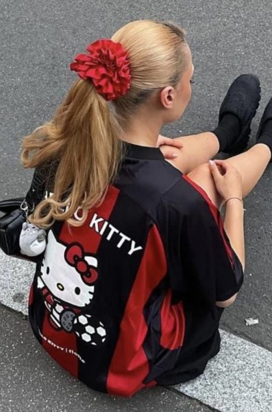 Kırmızı Siyah Jersey Hello Kitty&Flotte T-Shirt