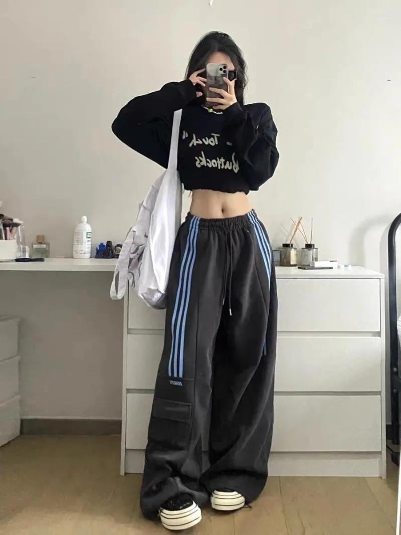 Y2k Koyu Gri Baggy Line Detail Unisex Eşofman Altı