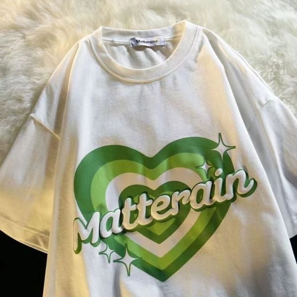 Beyaz Unisex Matterain Kalp Tişört