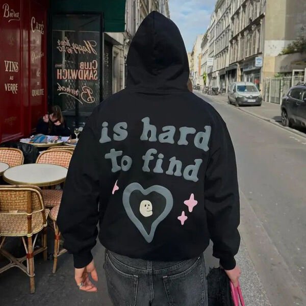 Siyah True Love Is Hard To Find Kalın Kumaş (Unisex) Kapüşonlu