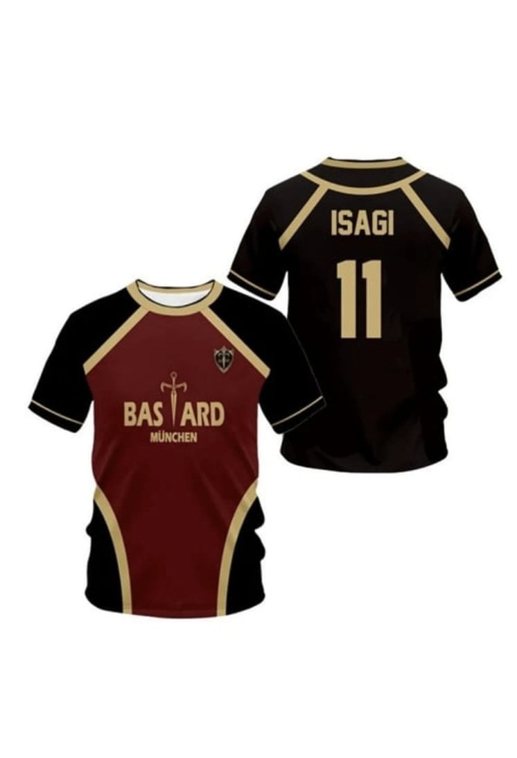 Siyah Bordo Anime Blue Lock 11 Isagi Forma Unisex T-shirt