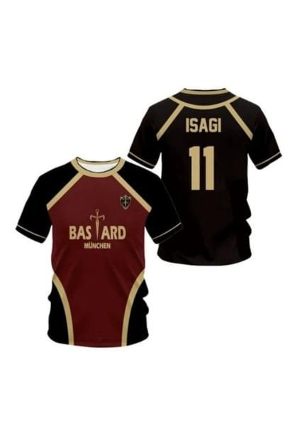 Siyah Bordo Anime Blue Lock 11 Isagi Forma Unisex T-shirt