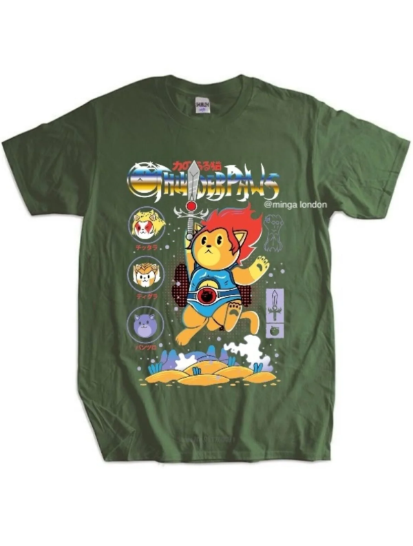 Warrior Cat Haki Rengi Ön Baskılı Oversize T-shirt