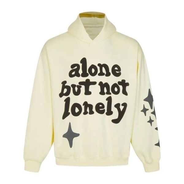 Ekru Alone But Not Lonely Star Kapüşonlu Sweatshirt