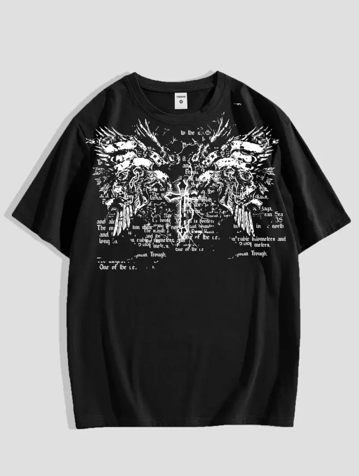 Gothic Baskılı Unisex Oversize Siyah T-Shirt