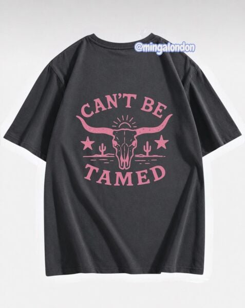 Can't Be Tamed Sırt Baskılı Füme T-Shirt