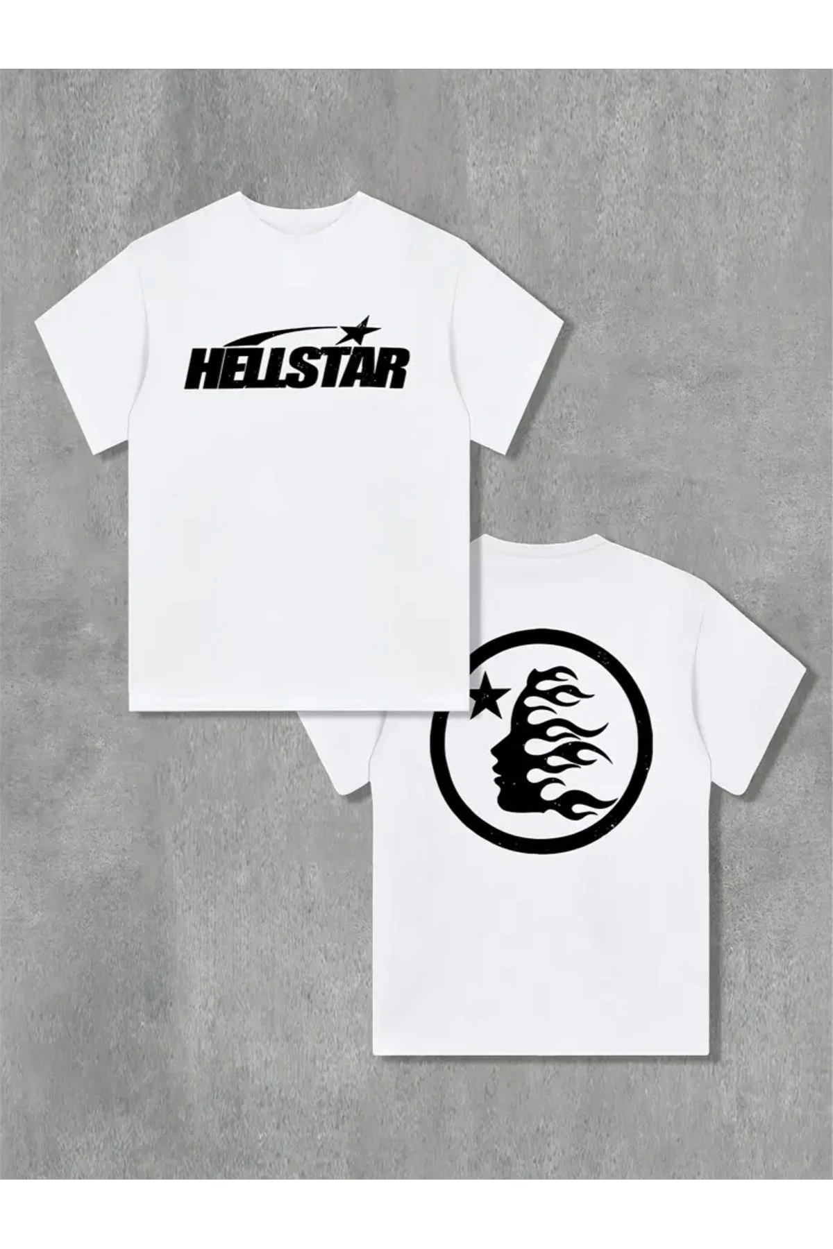Hellstar Graphic Baskılı Unisex Oversize Beyaz T-Shirt