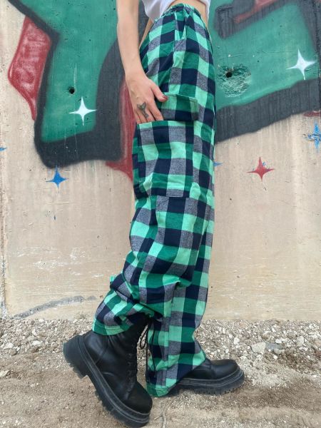 Yeşil Siyah Kareli Ekose Pantolon