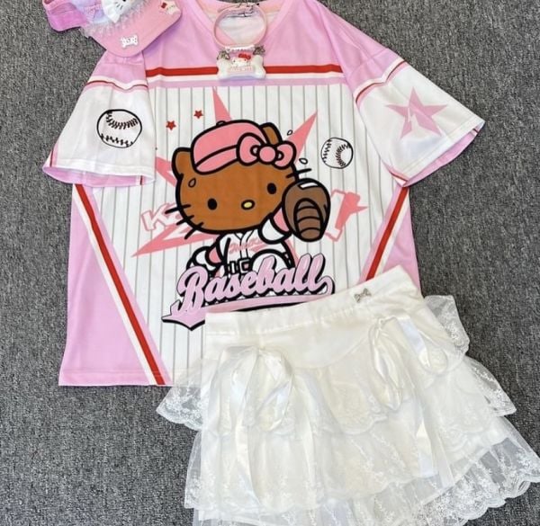 Pembe Hello Kitty Detail Jersey Forma