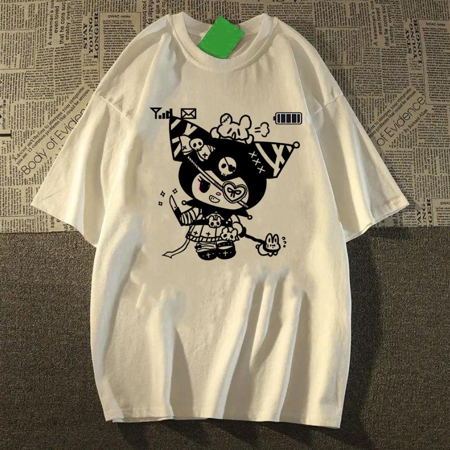 Beyaz Retro Mobile Kuromi (Unisex) T-Shirt