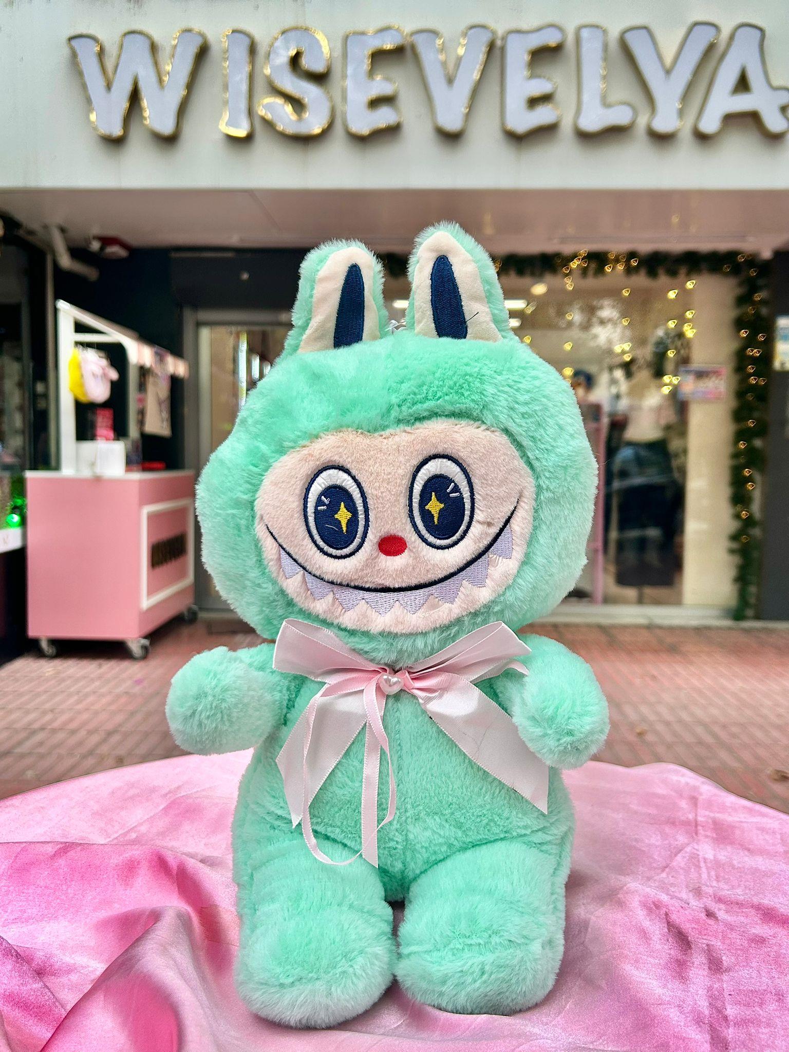 Fiyonklu Yeşil Peluş Labubu 38 Cm