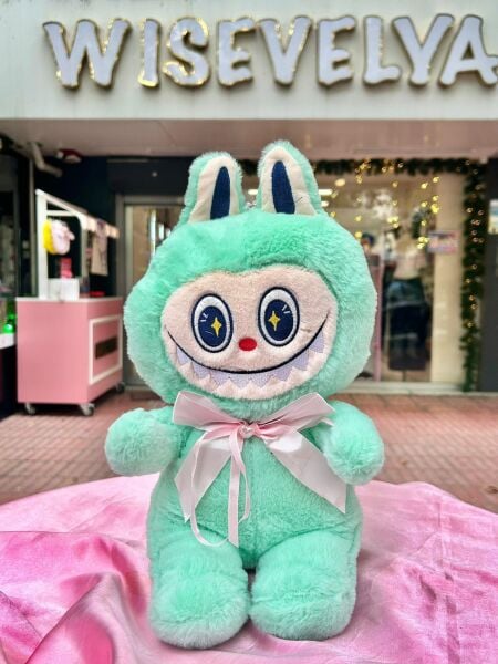 Fiyonklu Yeşil Peluş Labubu 38 Cm