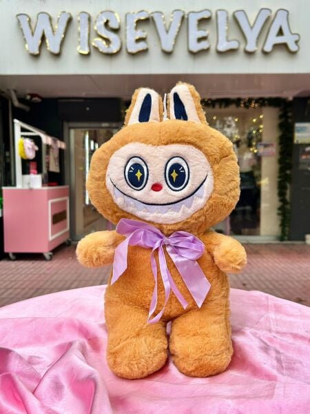 Fiyonklu Turuncu Peluş Labubu 38 cm