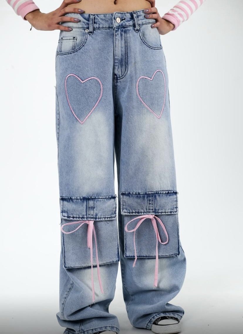 Açık Mavi Holly Heart Jean