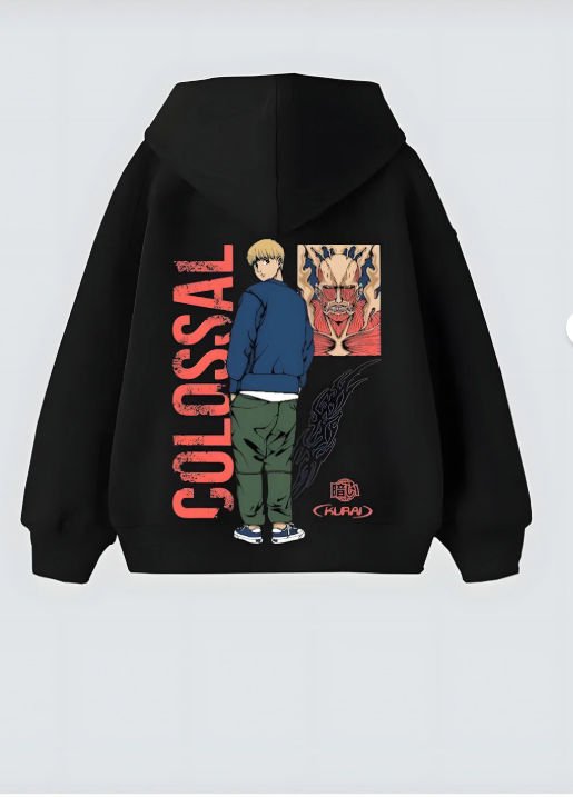 Colossal Anime Tasarım Unisex Oversize Kapşonlu Hoodie Sweatshirt